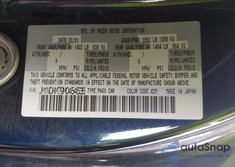 2021 Mazda Mx-5 Miata Rf Grand Touring z USA, uszkodzony, nr VIN JM1NDAM79M0454535